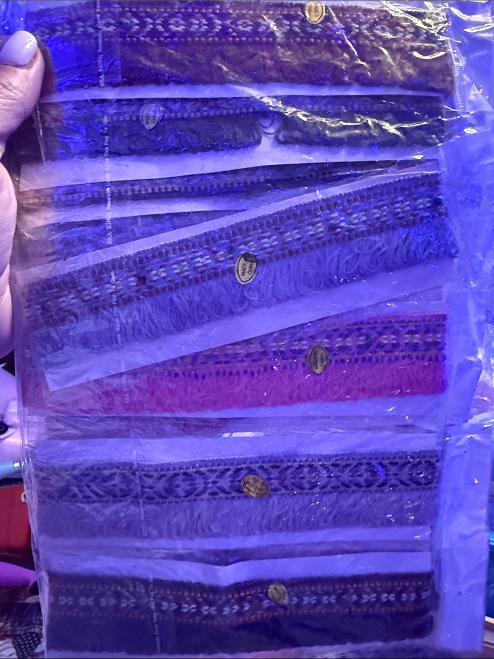 Woven Fringe Headbands - Purple Mix